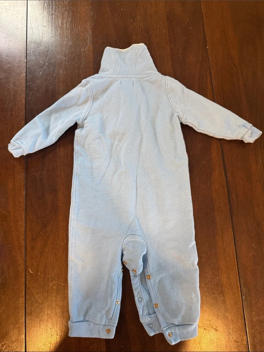 Ralph Lauren Light Blue Fleece One-Piece with Cream Trim
